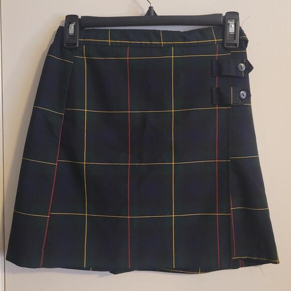 Dennis Uniform Plaid Skort Style 3521 G10 Catholic School Girls Plaid Navy Gold - Picture 1 of 8